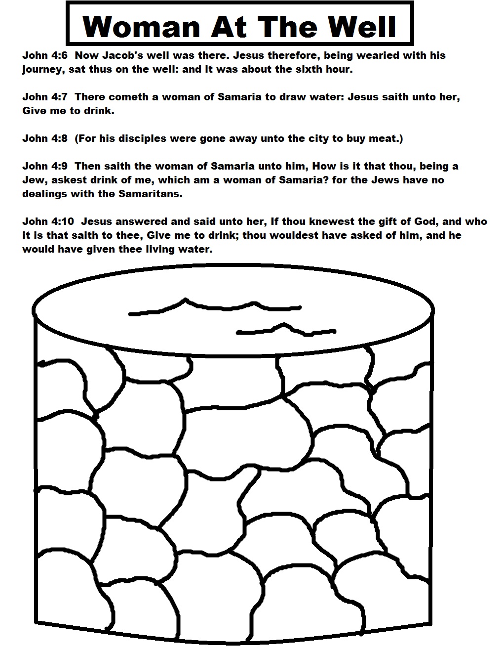 Woman At The Well Sunday school lessons, Sunday school coloring pages